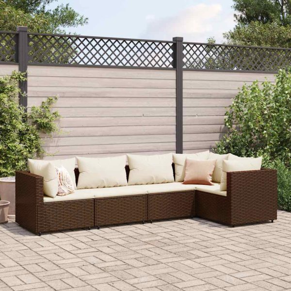 5-Delige Loungeset Met Kussens Poly Rattan - Afbeelding 13