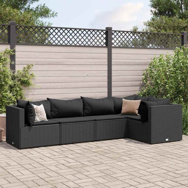 5-Delige Loungeset Met Kussens Poly Rattan - Afbeelding 11