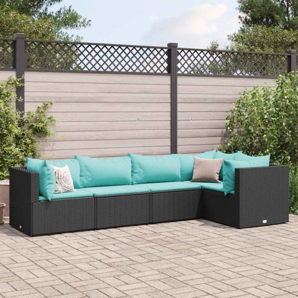 5-Delige Loungeset Met Kussens Poly Rattan - Afbeelding 15