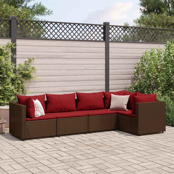 5-Delige Loungeset Met Kussens Poly Rattan - Afbeelding 12