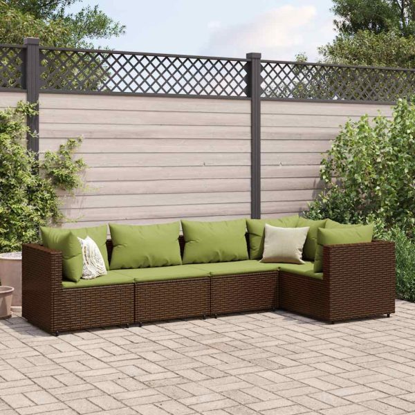 5-Delige Loungeset Met Kussens Poly Rattan - Afbeelding 16