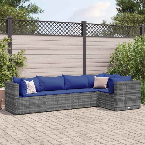 5-Delige Loungeset Met Kussens Poly Rattan - Afbeelding 14