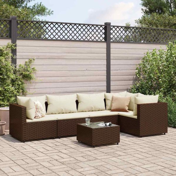 6-Delige Loungeset Met Kussens Poly Rattan - Afbeelding 15