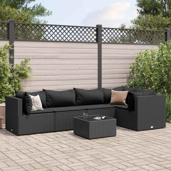 6-Delige Loungeset Met Kussens Poly Rattan - Afbeelding 18