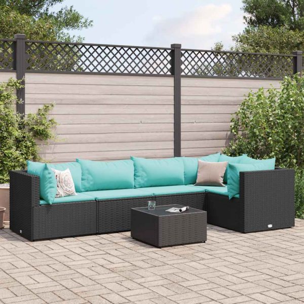 6-Delige Loungeset Met Kussens Poly Rattan - Afbeelding 14