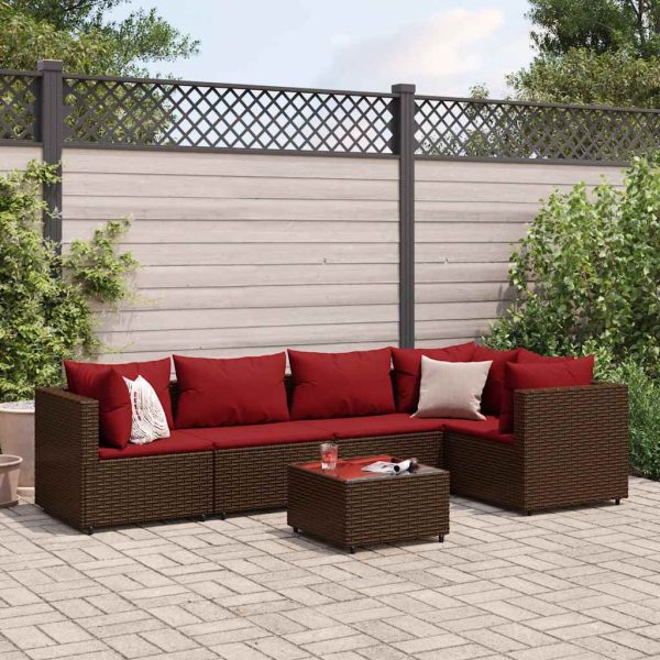 6-Delige Loungeset Met Kussens Poly Rattan - Afbeelding 17