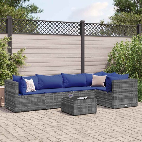 6-Delige Loungeset Met Kussens Poly Rattan - Afbeelding 16