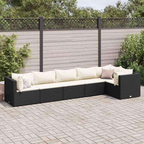 6-Delige Loungeset Met Kussens Poly Rattan - Afbeelding 13