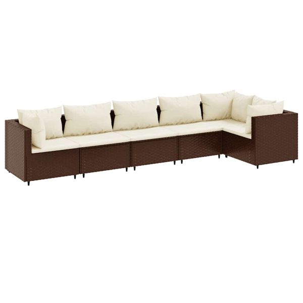 6-Delige Loungeset Met Kussens Poly Rattan - Afbeelding 2