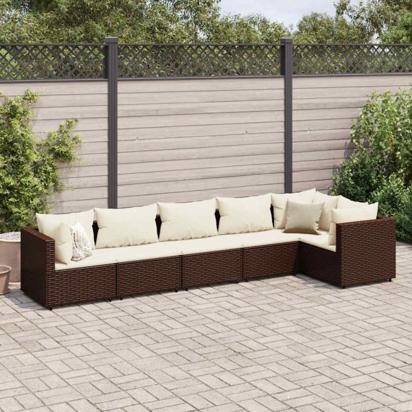 6-Delige Loungeset Met Kussens Poly Rattan