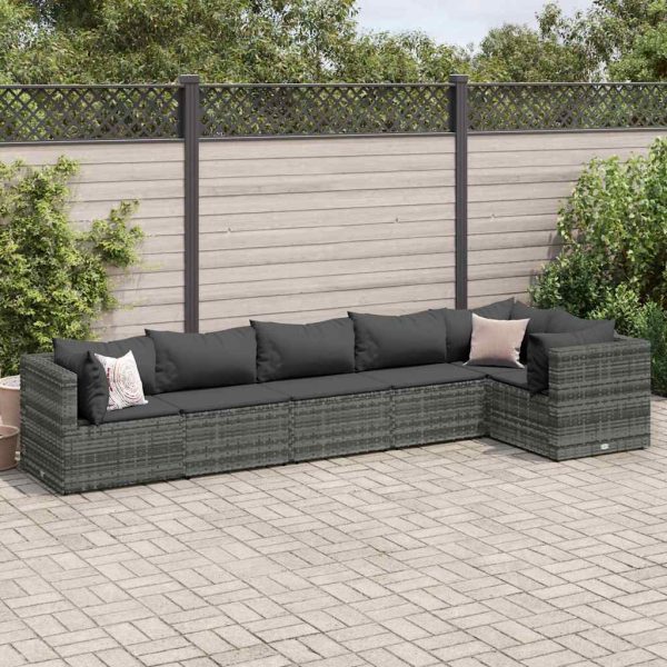 6-Delige Loungeset Met Kussens Poly Rattan - Afbeelding 12