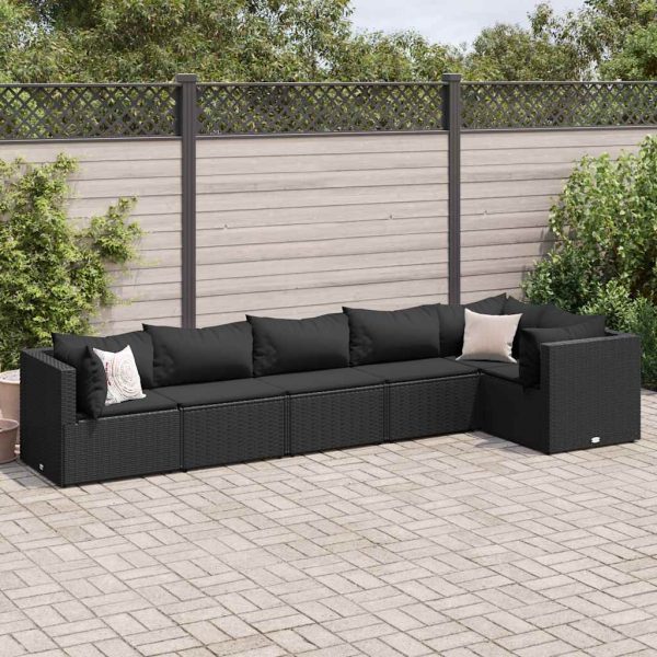 6-Delige Loungeset Met Kussens Poly Rattan - Afbeelding 14