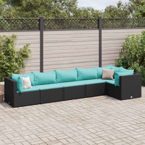 6-Delige Loungeset Met Kussens Poly Rattan - Afbeelding 15