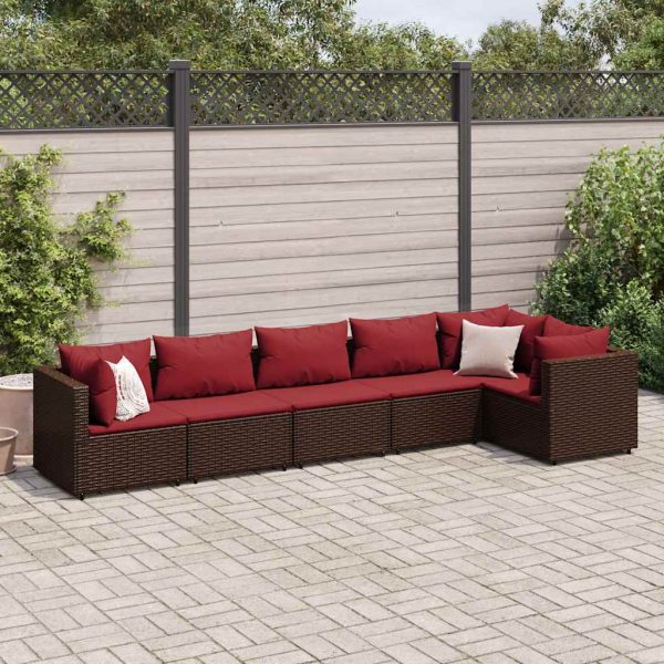 6-Delige Loungeset Met Kussens Poly Rattan - Afbeelding 10