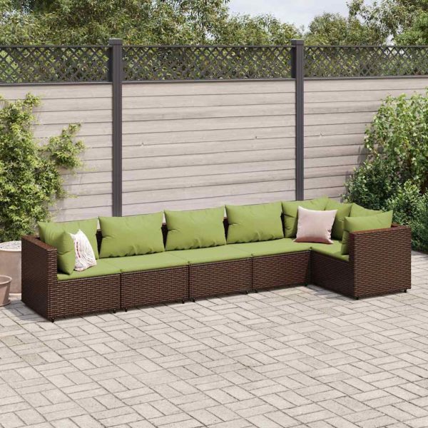 6-Delige Loungeset Met Kussens Poly Rattan - Afbeelding 11