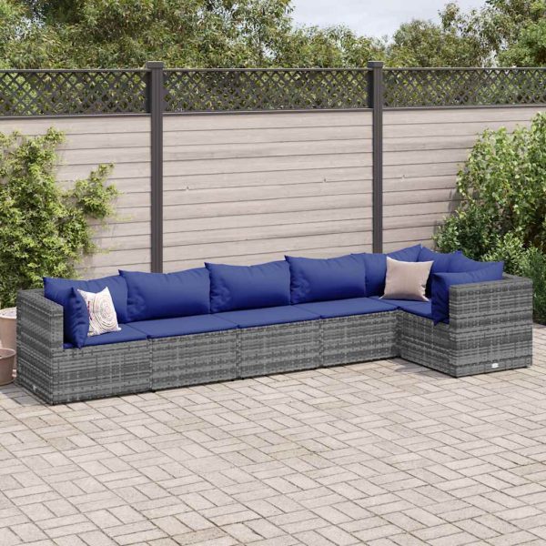 6-Delige Loungeset Met Kussens Poly Rattan - Afbeelding 16