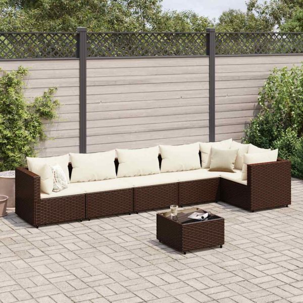 7-Delige Loungeset Met Kussens Poly Rattan - Afbeelding 13