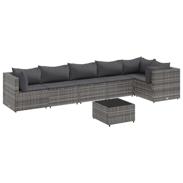 7-Delige Loungeset Met Kussens Poly Rattan - Afbeelding 2