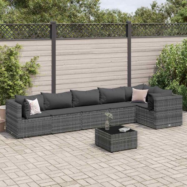 7-Delige Loungeset Met Kussens Poly Rattan