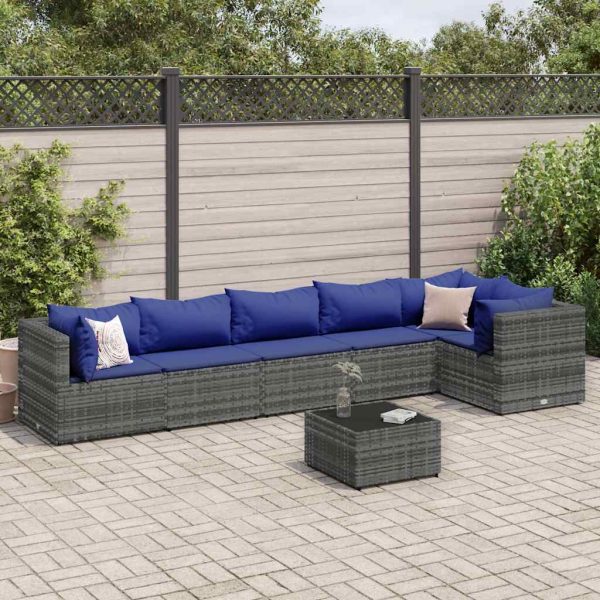 7-Delige Loungeset Met Kussens Poly Rattan - Afbeelding 14