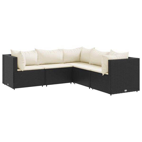 5-Delige Loungeset Met Kussens Poly Rattan - Afbeelding 2