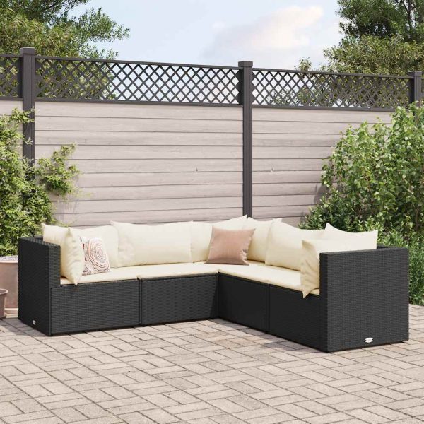 5-Delige Loungeset Met Kussens Poly Rattan