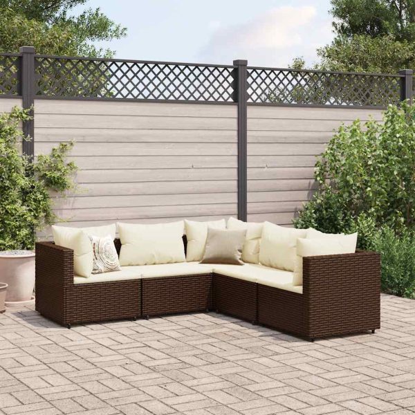 5-Delige Loungeset Met Kussens Poly Rattan - Afbeelding 10