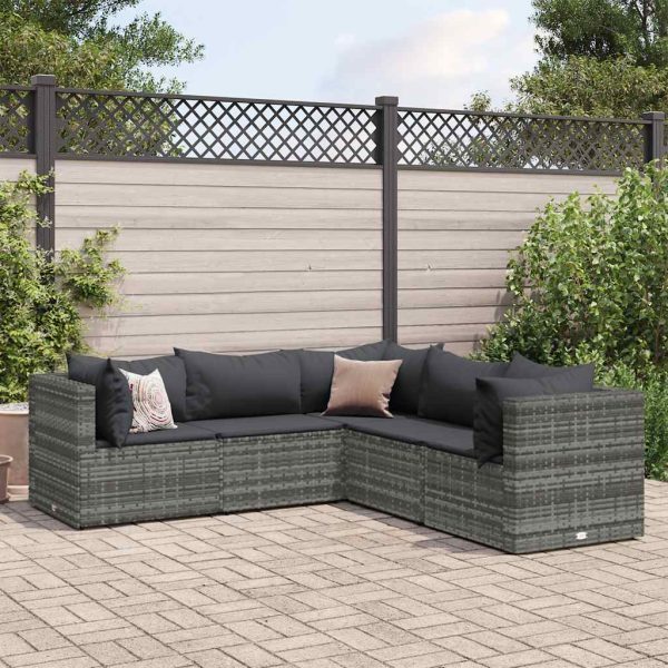 5-Delige Loungeset Met Kussens Poly Rattan - Afbeelding 12