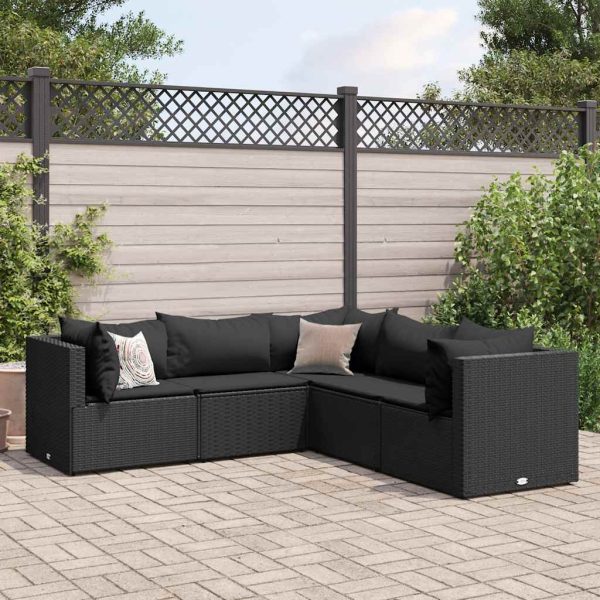 5-Delige Loungeset Met Kussens Poly Rattan - Afbeelding 11