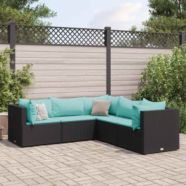 5-Delige Loungeset Met Kussens Poly Rattan - Afbeelding 15