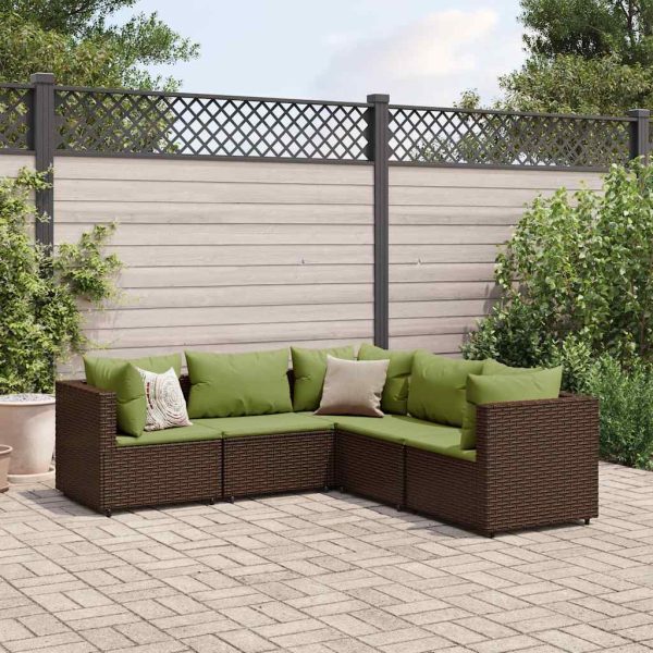 5-Delige Loungeset Met Kussens Poly Rattan - Afbeelding 16