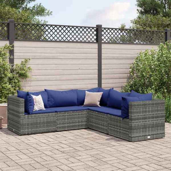 5-Delige Loungeset Met Kussens Poly Rattan - Afbeelding 14