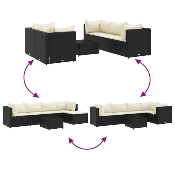 6-Delige Loungeset Met Kussens Poly Rattan - Afbeelding 6