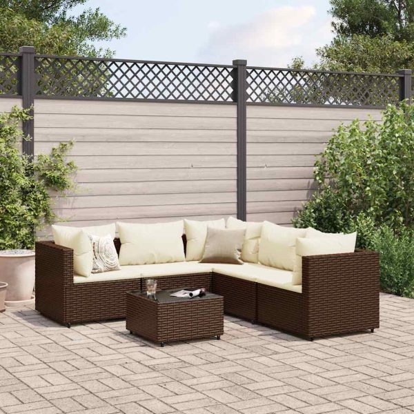 6-Delige Loungeset Met Kussens Poly Rattan - Afbeelding 18