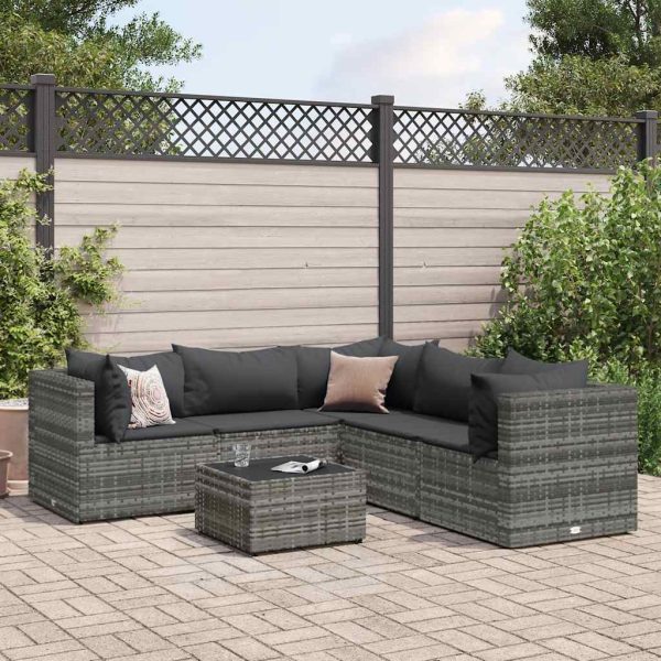 6-Delige Loungeset Met Kussens Poly Rattan - Afbeelding 17