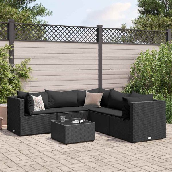 6-Delige Loungeset Met Kussens Poly Rattan - Afbeelding 14