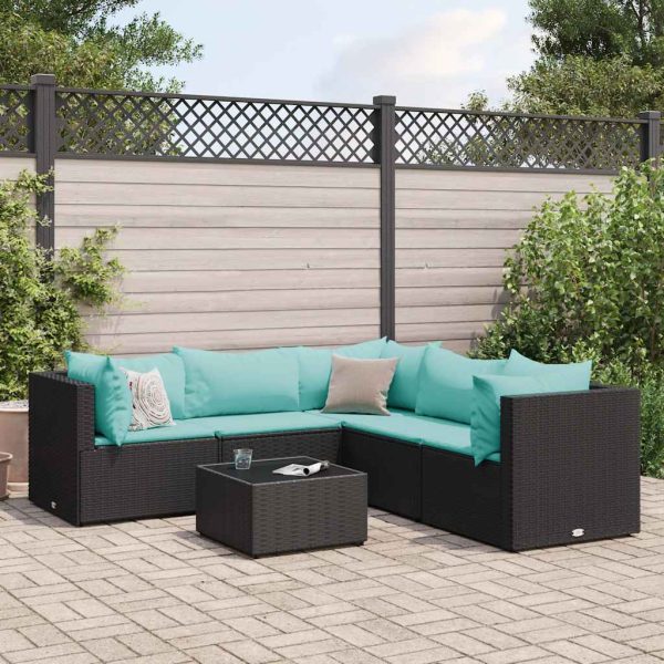 6-Delige Loungeset Met Kussens Poly Rattan - Afbeelding 15