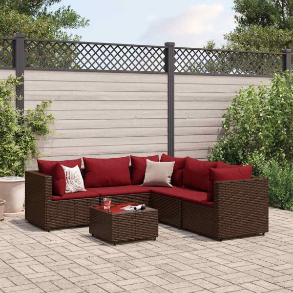 6-Delige Loungeset Met Kussens Poly Rattan - Afbeelding 16