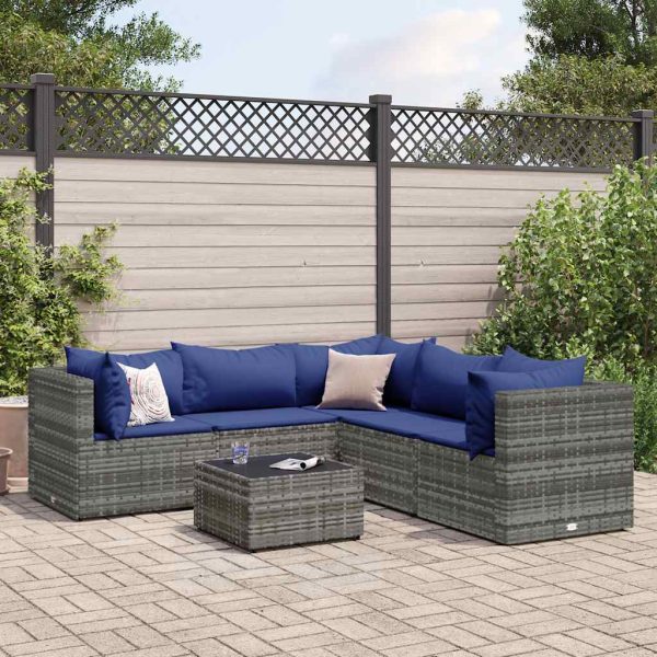 6-Delige Loungeset Met Kussens Poly Rattan - Afbeelding 13