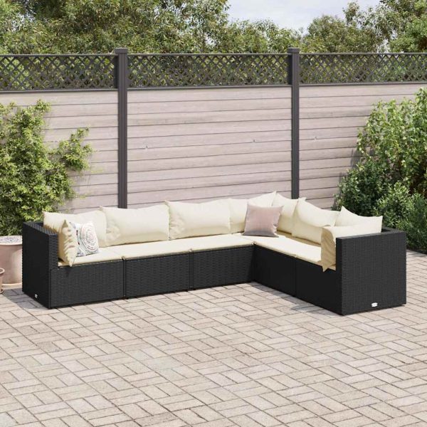 6-Delige Loungeset Met Kussens Poly Rattan - Afbeelding 16