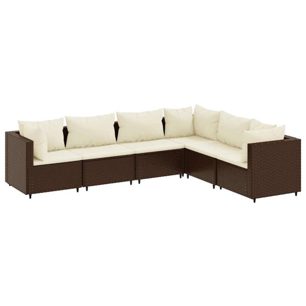 6-Delige Loungeset Met Kussens Poly Rattan - Afbeelding 2