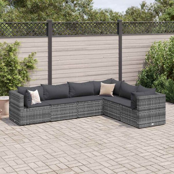 6-Delige Loungeset Met Kussens Poly Rattan - Afbeelding 12