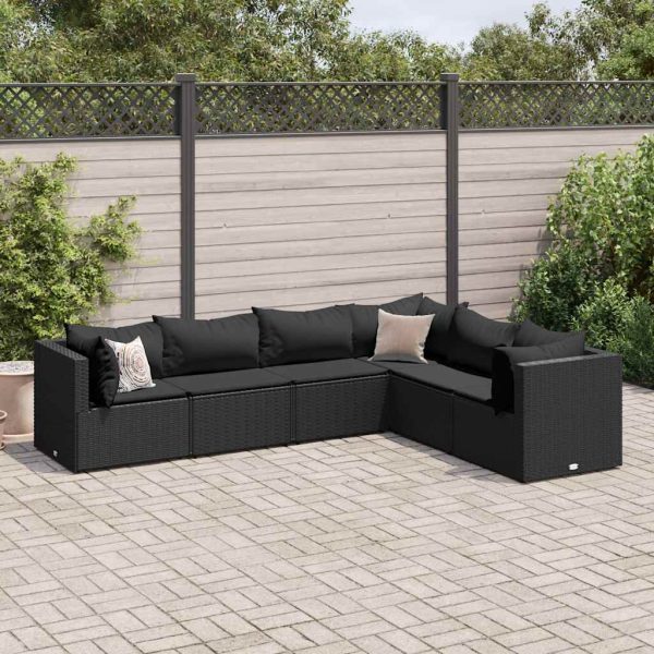 6-Delige Loungeset Met Kussens Poly Rattan - Afbeelding 14