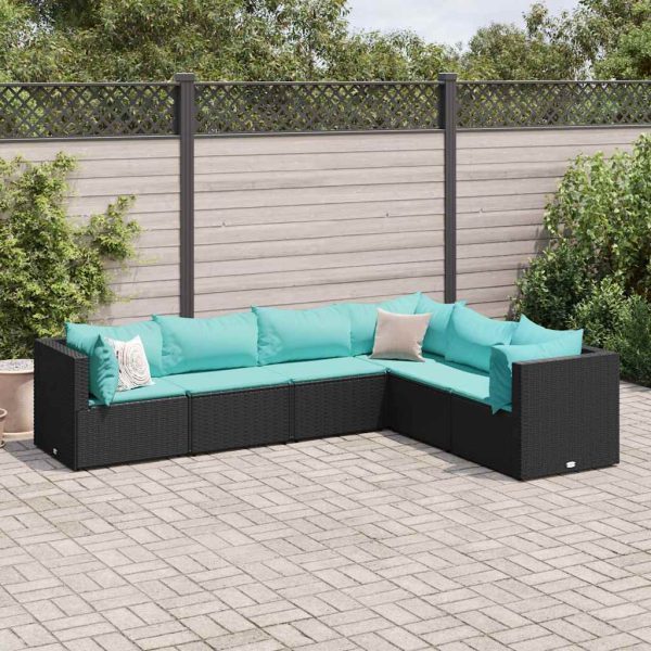 6-Delige Loungeset Met Kussens Poly Rattan - Afbeelding 11