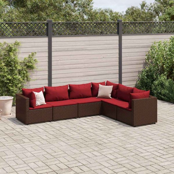 6-Delige Loungeset Met Kussens Poly Rattan - Afbeelding 13