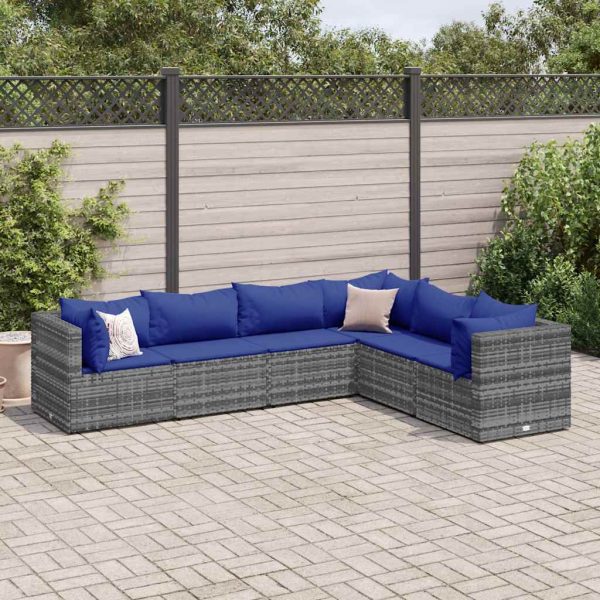 6-Delige Loungeset Met Kussens Poly Rattan - Afbeelding 15