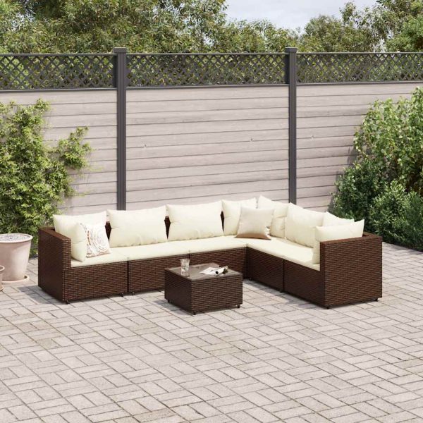 7-Delige Loungeset Met Kussens Poly Rattan - Afbeelding 15