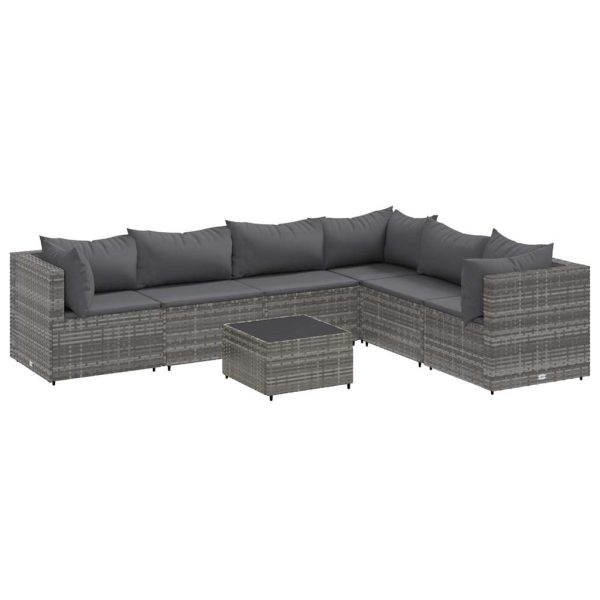 7-Delige Loungeset Met Kussens Poly Rattan - Afbeelding 2