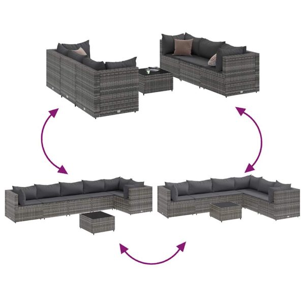 7-Delige Loungeset Met Kussens Poly Rattan - Afbeelding 6