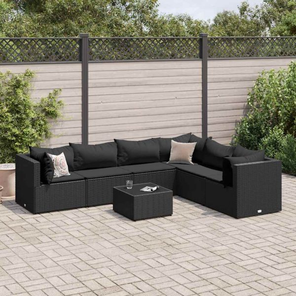 7-Delige Loungeset Met Kussens Poly Rattan - Afbeelding 13